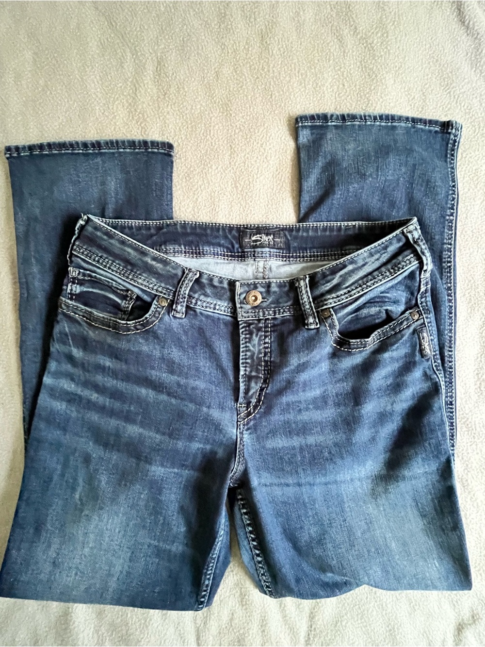 Silver Suki Slim Bootcut Women's Stretch Jeans Size 18 x 33 Medium Blue Wash